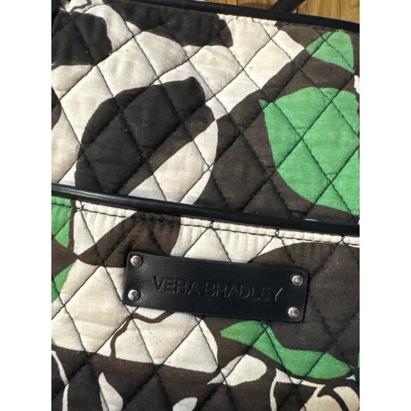 Vera Bradley Quilted Tote Bag With Black Green & White Floral Pattern - Picture 3 of 5